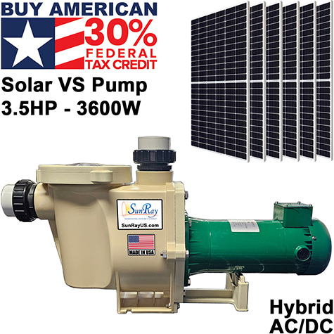 SunRay 2HP Hybrid AC/DC Solar Pool Pump