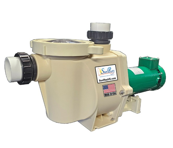 Solar pool pump installation with panels in sunny backyard